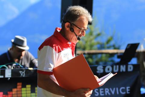 Carlo Degiovanni speaker Tavagnasco Campionati Italiani corsa in montagna 2018 (foto Pantacolor)