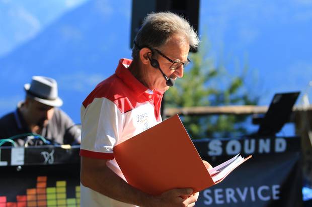 Carlo Degiovanni speaker Tavagnasco Campionati Italiani corsa in montagna 2018 (foto Pantacolor)