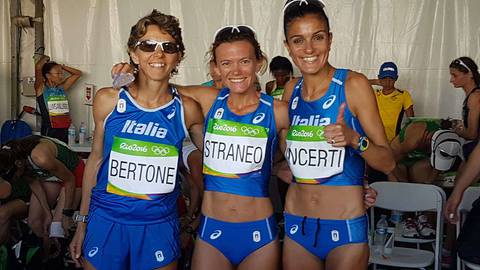 Catherine Bertone con Straneo e Incerti alle Olimpiadi di Rio (foto fidal)