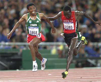 Etiopia contro Kenia, Haile Gebreselassie batte Paul Tergat nei 10000 delle Olimpiadi di Sidney (foto ethiograph.com)