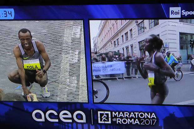 I vincitori della Maratona di Roma gli etiopi Tola e Tusa