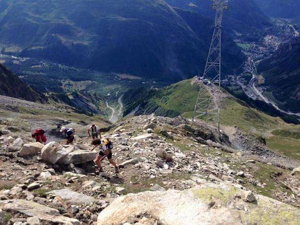 Il tracciato della Courmayeur Mont Blanc Skyrace sopra il Pavillon (foto Giorgio Macchiavello)