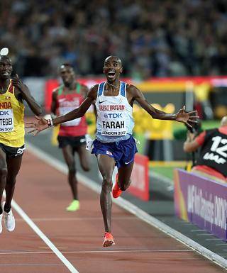 Mo Farah vincitore 10000 metri Mondiali Londra 2017 (foto fidal colombo)