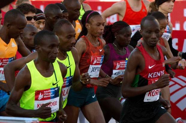 Partenza Chicago Marathon con i vincitori Eliud Kipchoge e Rita Peptoo (foto timesunion.com) 