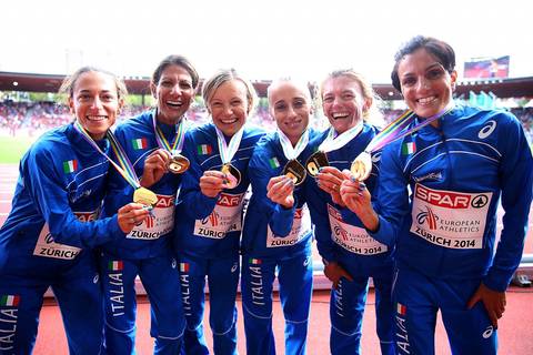 La squadra azzurra di maratona femminile oro a Zurigo 